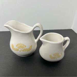 Vintage Marriott Hotels Homer Laughlin Set of 2 Trentwood Creamer Mini Pitchers
